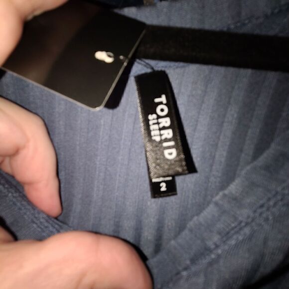 2X 18W 20W Blue Ribbed Dolman Sleeve Sleep Tee Pajama Top Breathable Torrid Boat - Picture 6 of 8